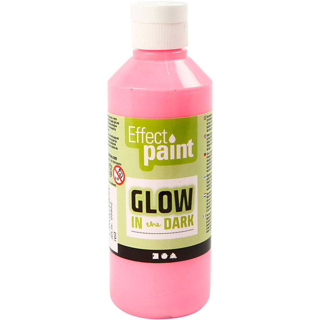 Glow in the Dark Paint - Light Red, 250ml