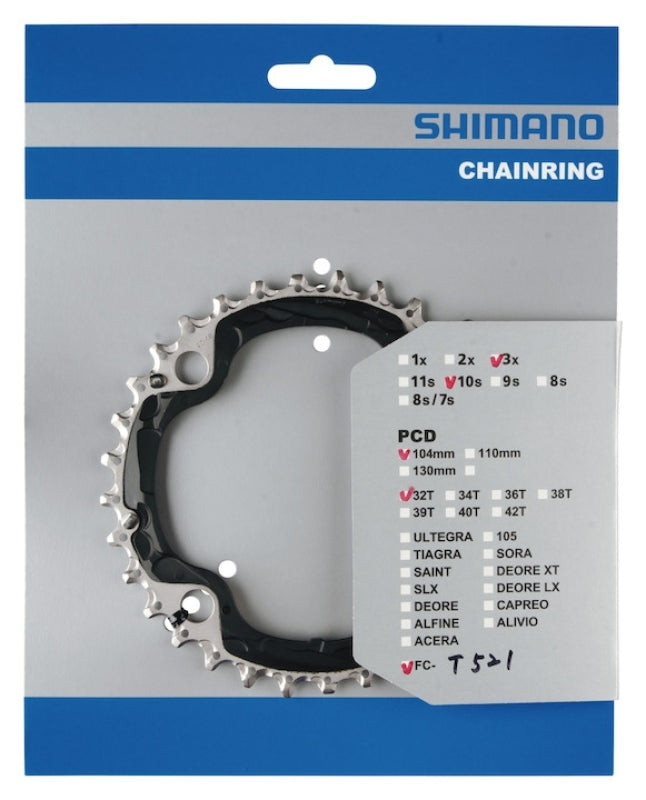 Shimano-ketju Top FC-T521 -ketjun rengas shim. FC-T521 32T AE 4-Arm, 64 mm