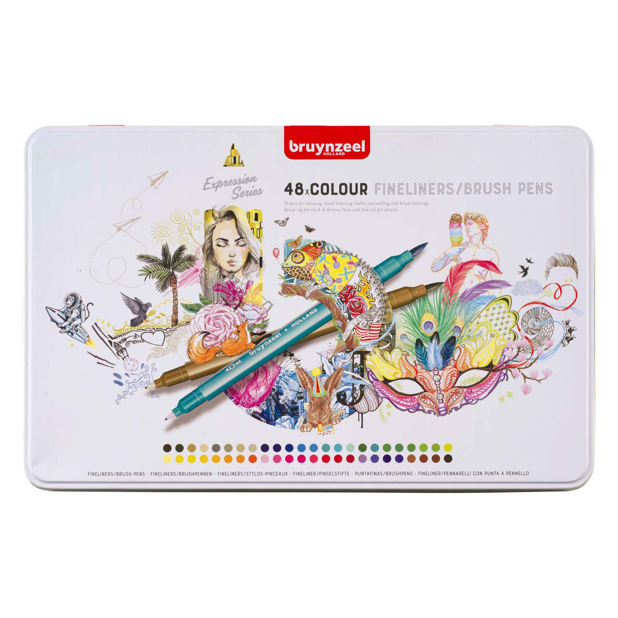 Bruynzeel Creatives Fineliner Pinsel Pen Set 48 Faarwen