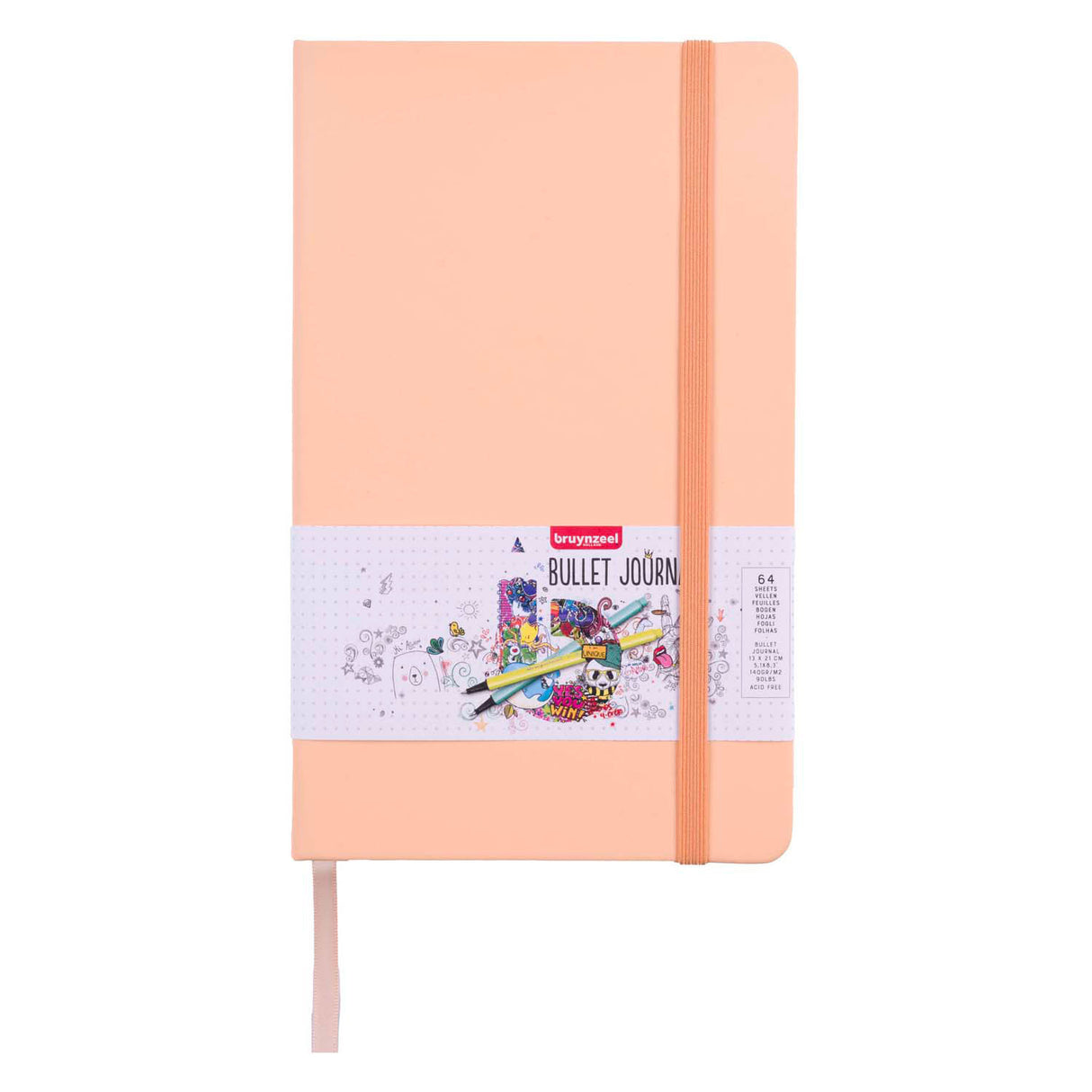 Bruynzeel bullet journal fersken 13c21cm, 140 g m 64 ark
