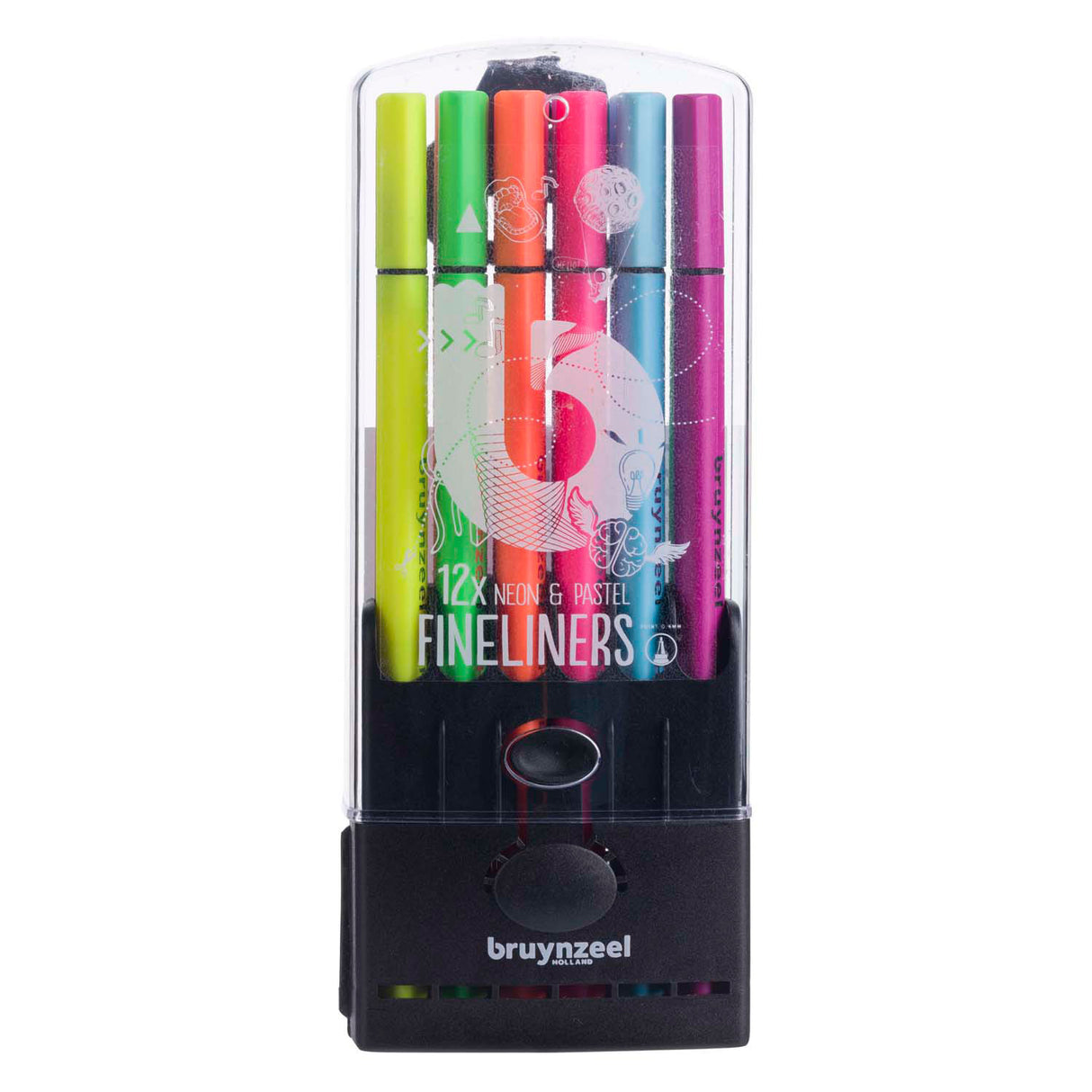 Bruynzeel fineliner set neon pastel, 12 kleuren