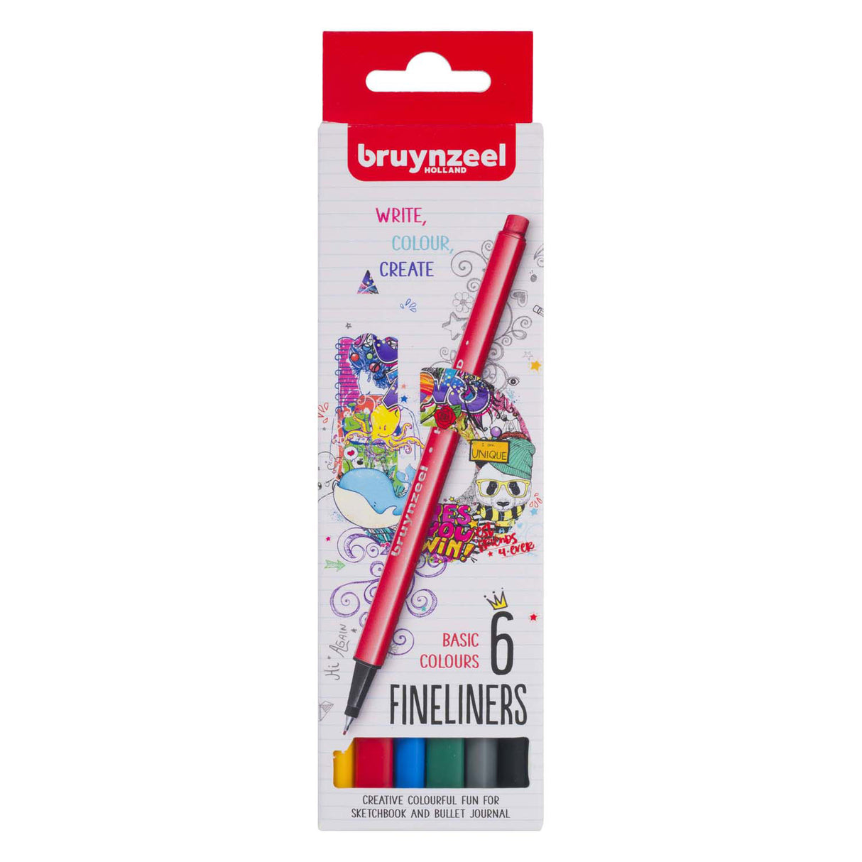 Bruynzeel Fineliner setzen grundlegend 6 Farben