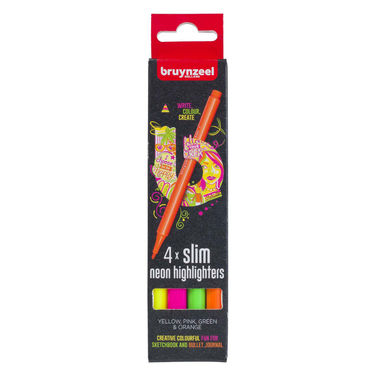 Bruynzeel Textmarker schmales Set 4 Farben