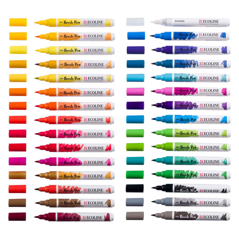 Pennello a pennello per ecoline Bruynzeel set primario, 30 colori