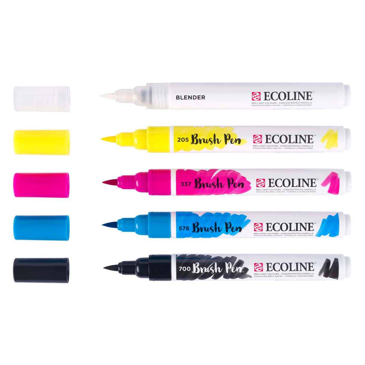Pennello a pennello per ecoline Bruynzeel set primario, 5 colori