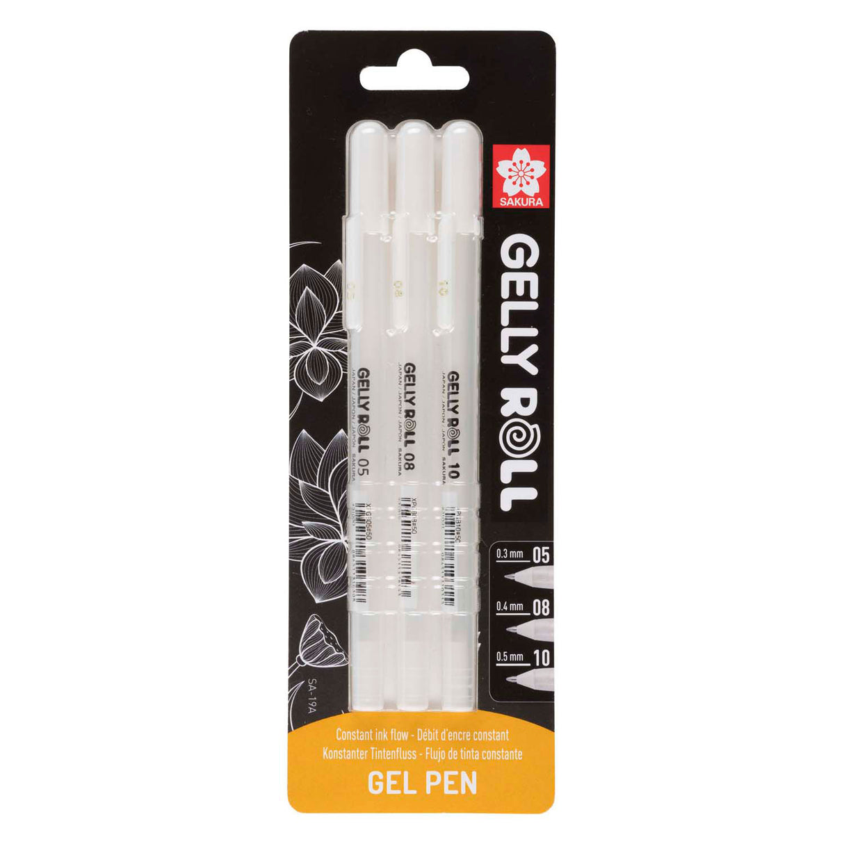Sakura blister card gelly roll 05, 08, 10 white, 3 pieces