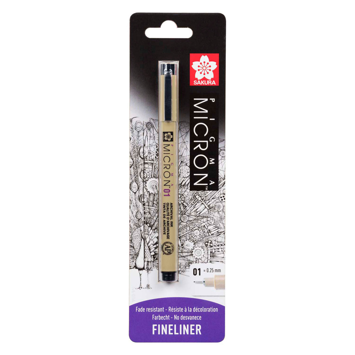 Sakura blister card pigma micron 01 0.25 mm black, 1 piece