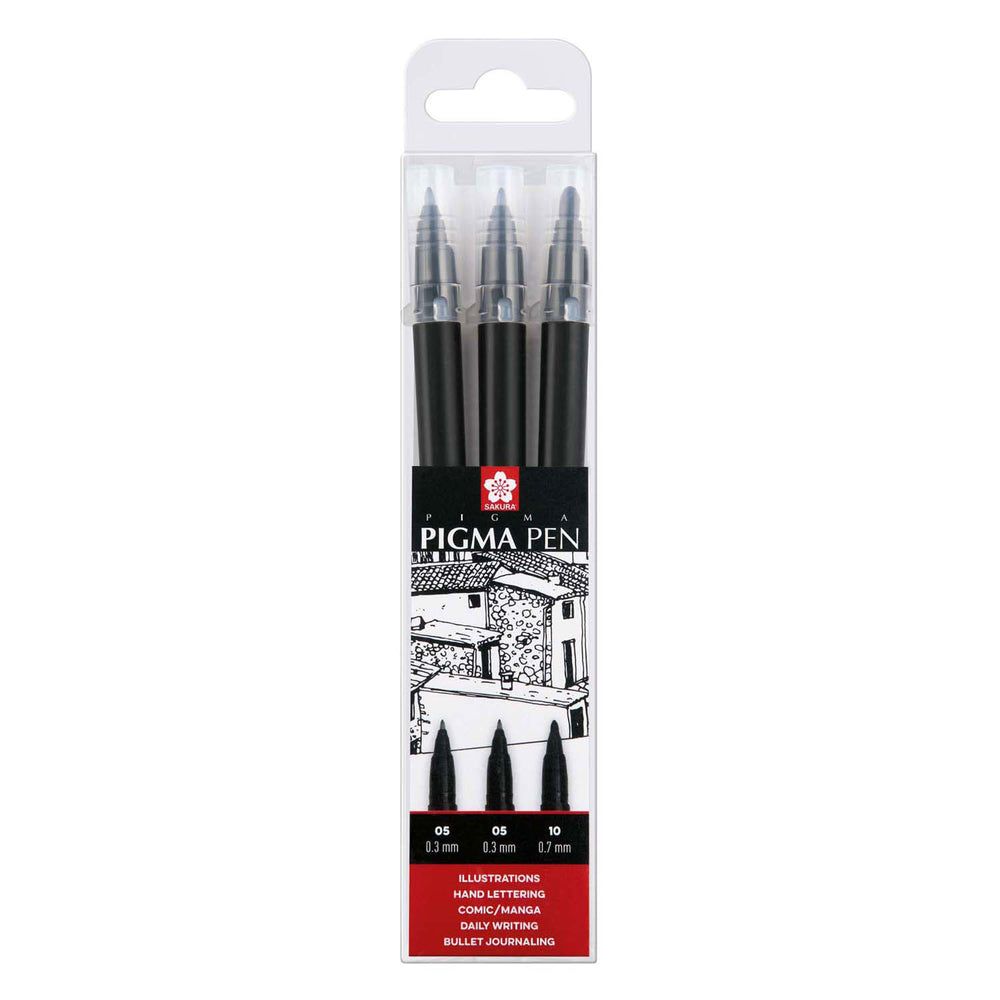 Sakura pigma pen black set 3