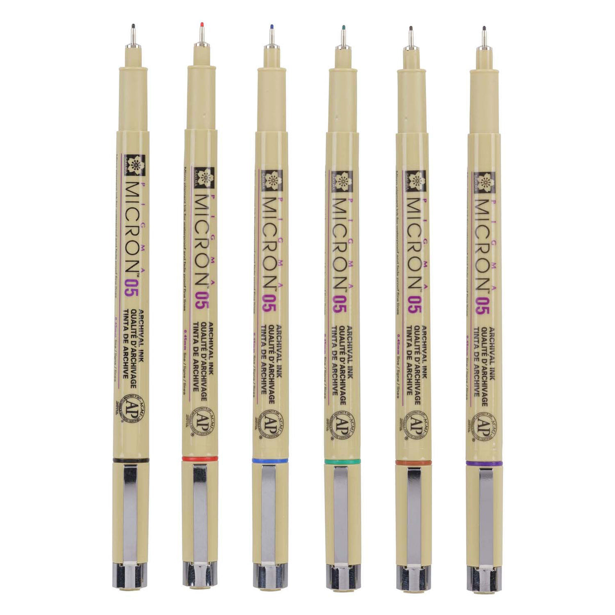 Sakura Pigma Micron 05 Pocket med 6 grundlæggende farver