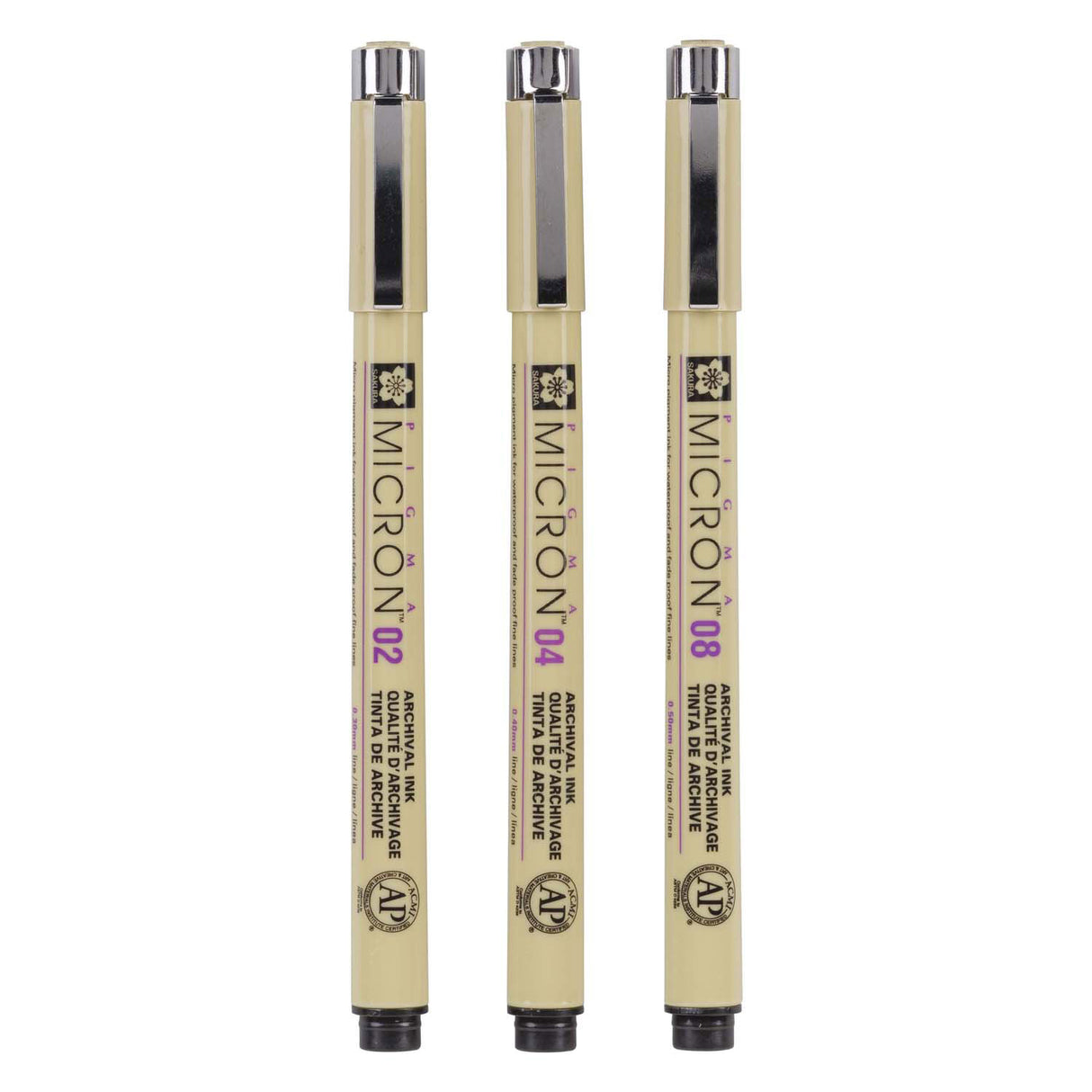 Sakura pigma micron pennal 3 fineliners sort 02-04-08