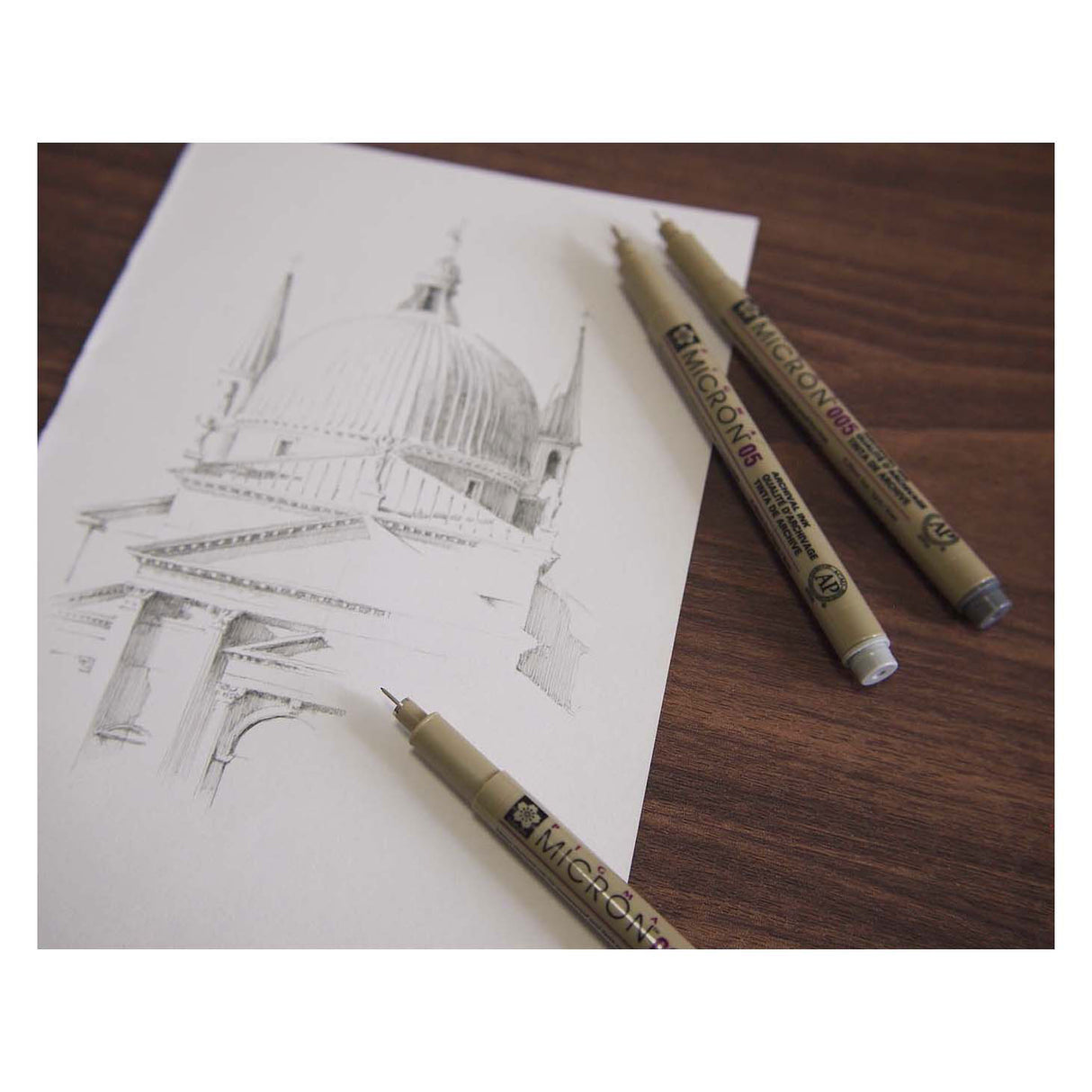 Sakura pigma micron 05 fineliner set, 3 pennor, svart-grå