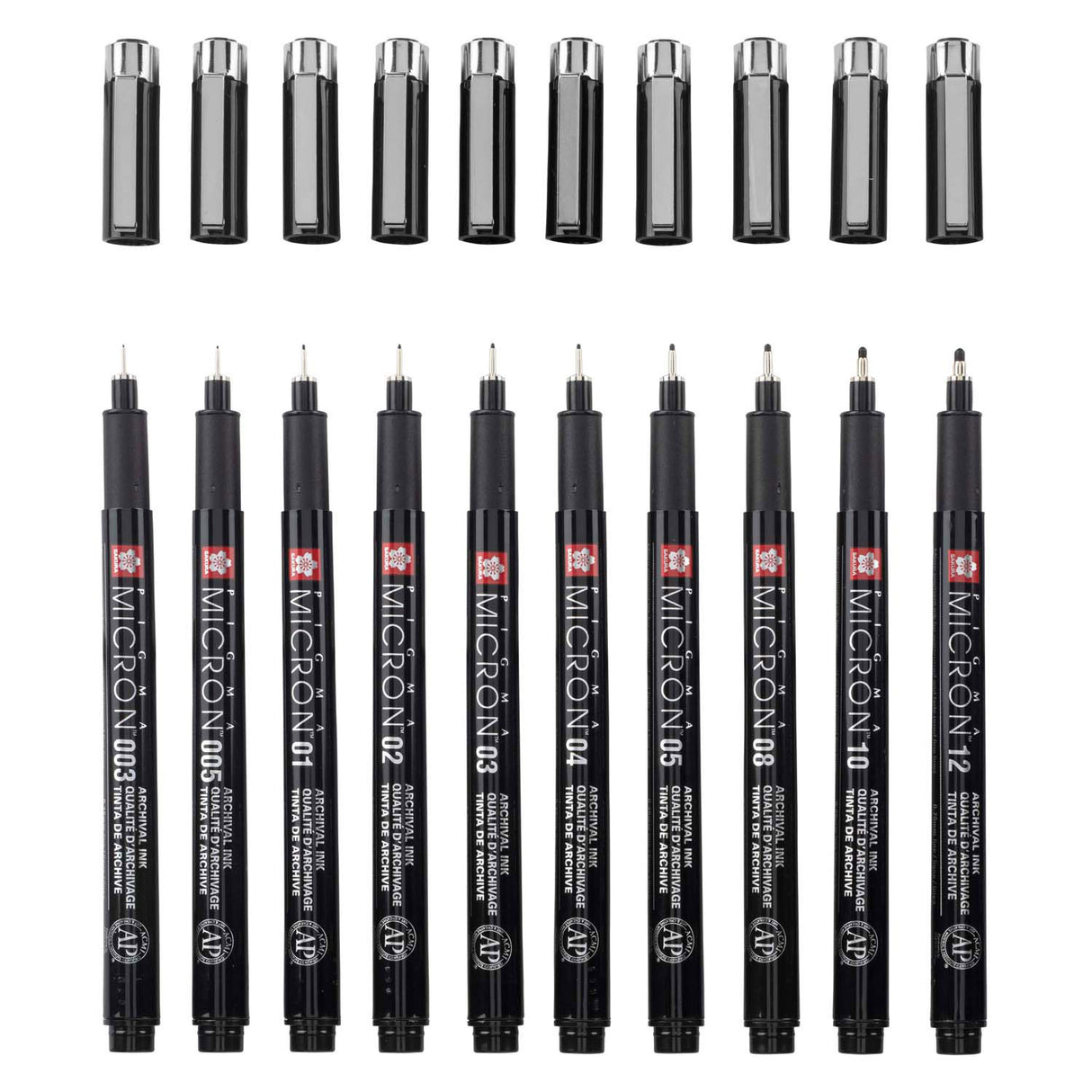 Sakura pigma micron black edition, ensemble et étui gratuit, 10 pièces