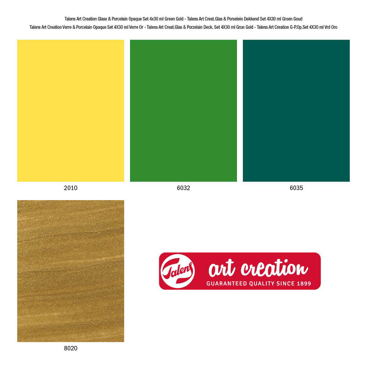 Talens art creat.glass porcelana opaca 4x30ml oro verde
