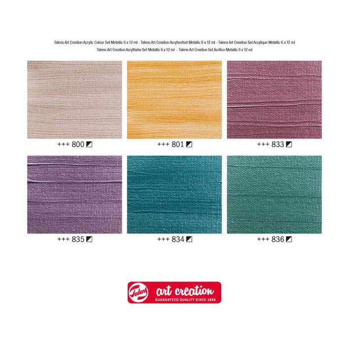 Creazione artistica talens set di vernici acriliche Metallic, 6x12ml