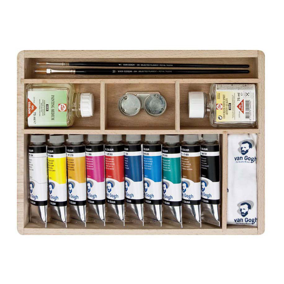 Van gogh olieverf kist basic met 10 kleuren 40ml