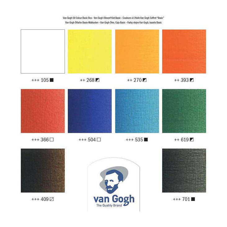 Van gogh olieverf kist basic met 10 kleuren 40ml