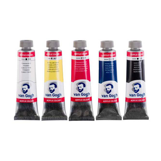 Conjunto de mistura primária de tinta acrílica Bruynzeel van gogh, 5x40ml