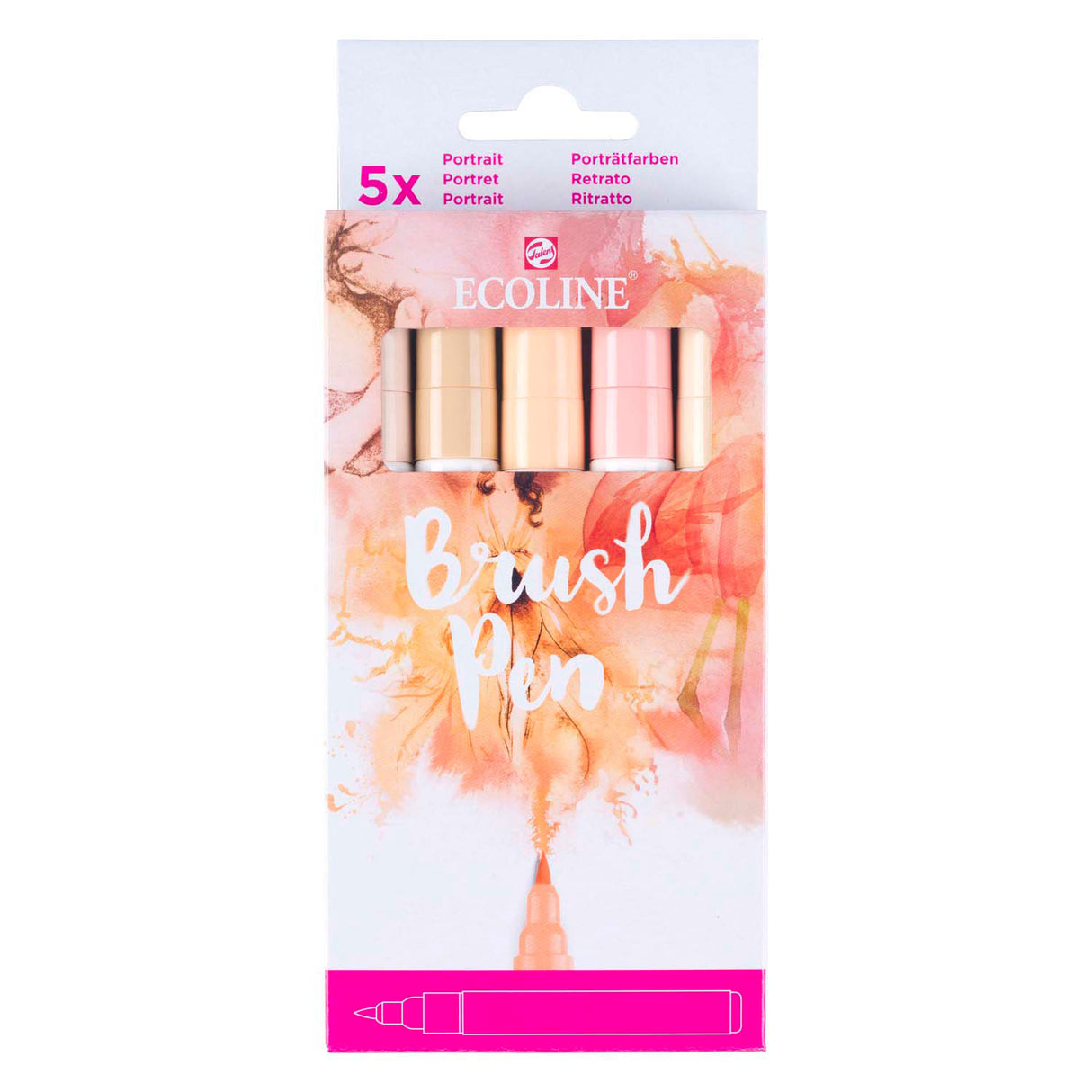 Bruynzeel ecoline brush pen set portrait, 5 colors