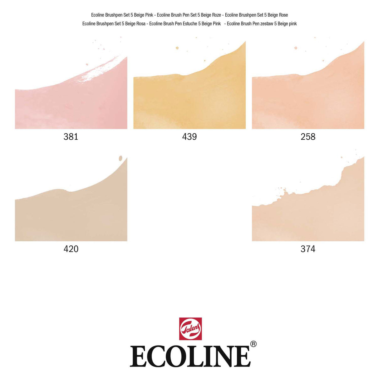 Bruynzeel ecoline brush pen set portrait, 5 colors