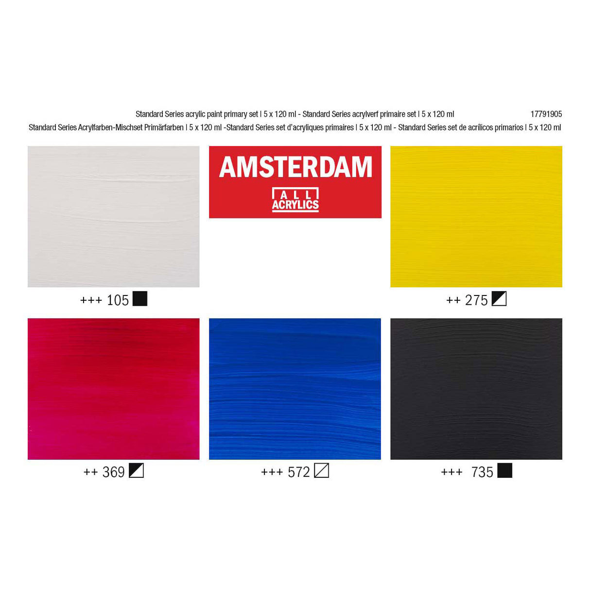 Bruynzeel amsterdam standard series acrylic paint primary set 120ml, 5dlg.