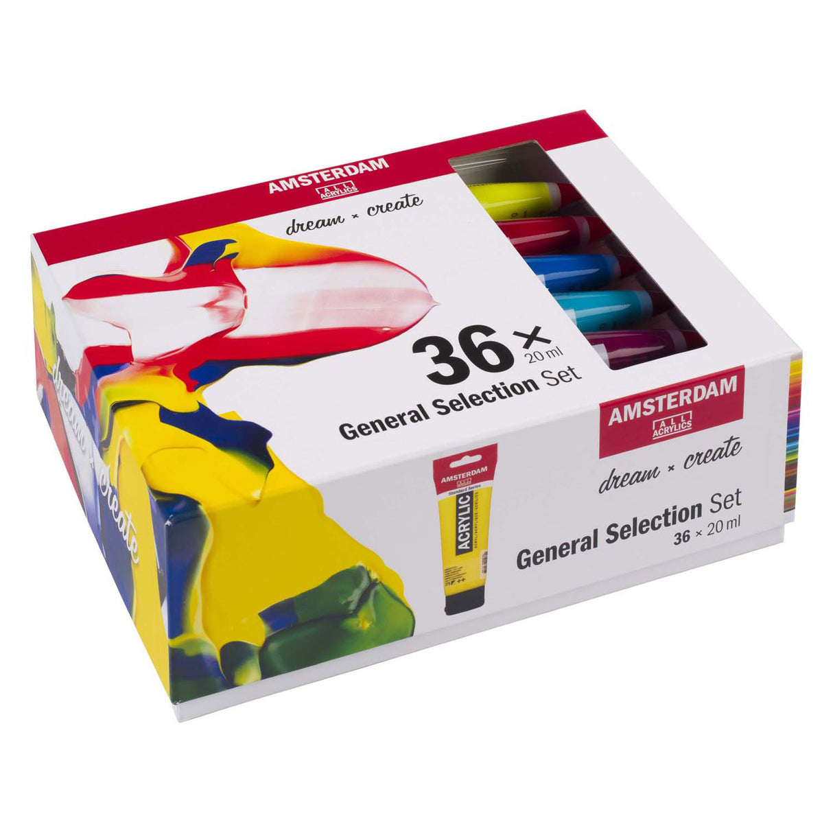 Juego de selección general de pintura acrílica serie estándar Bruynzeel amsterdam 20 ml, 36 piezas.