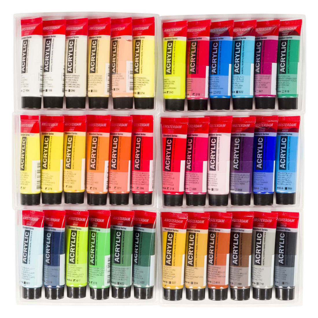 Juego de selección general de pintura acrílica serie estándar Bruynzeel amsterdam 20 ml, 36 piezas.
