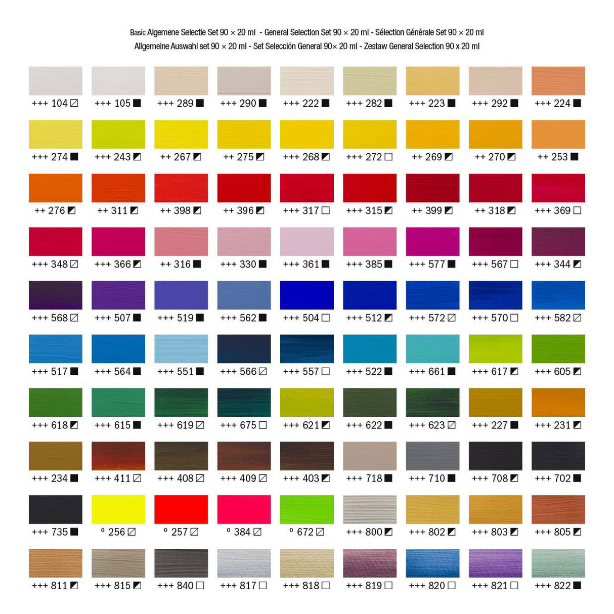 Amsterdam all acrylics amsterdam • standard series acrylic paint complete collection set 90x20ml