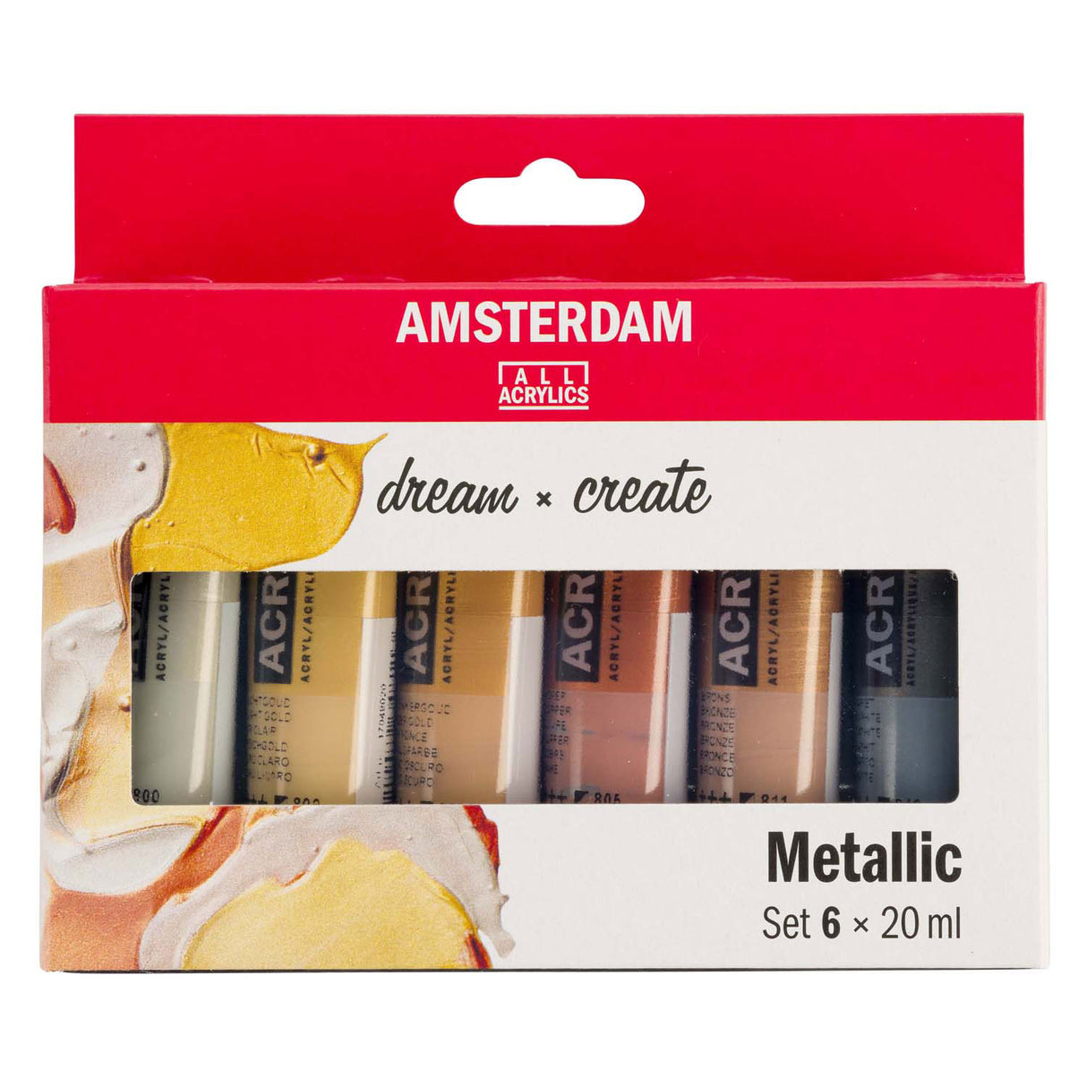 Bruynzeel amsterdam standard series acrylic paint metallic set 20ml, 6 pcs.