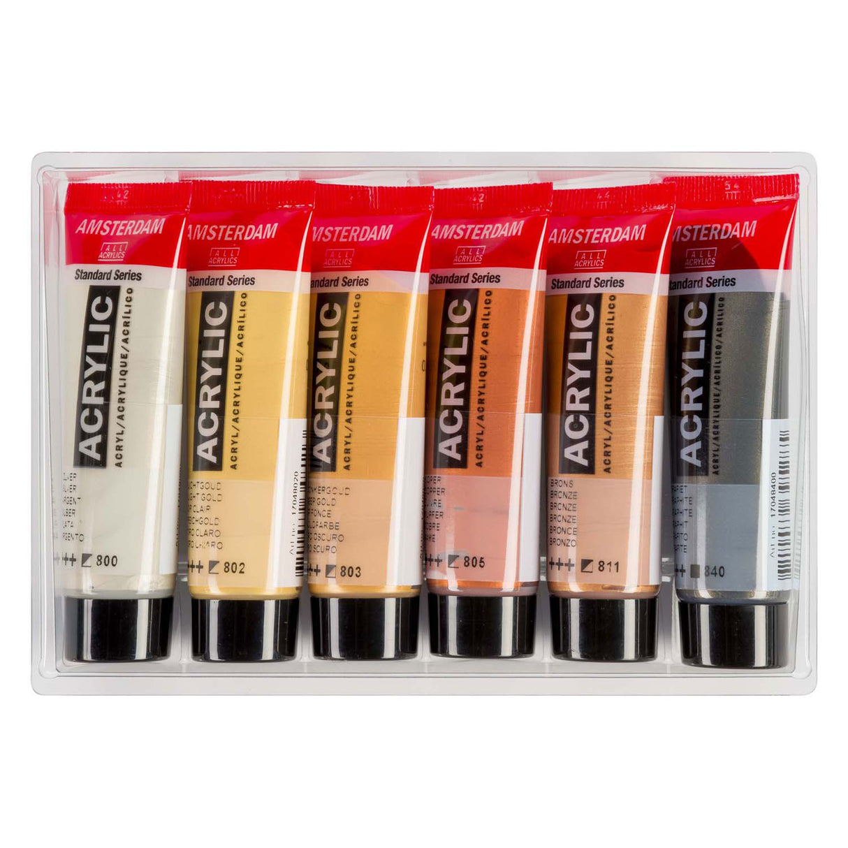 Bruynzeel amsterdam standard series acrylic paint metallic set 20ml, 6 pcs.