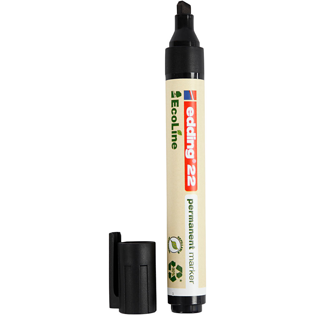 Edding ecoline markers 22, size 22, line width 1x5 mm, black, 1 piece