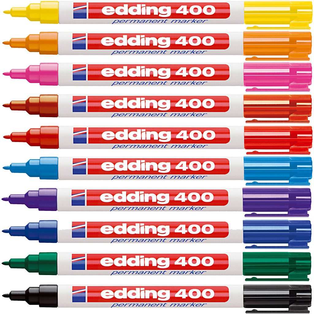 Edding markers 400, line width 1 mm, various colours, 10 pieces in a box