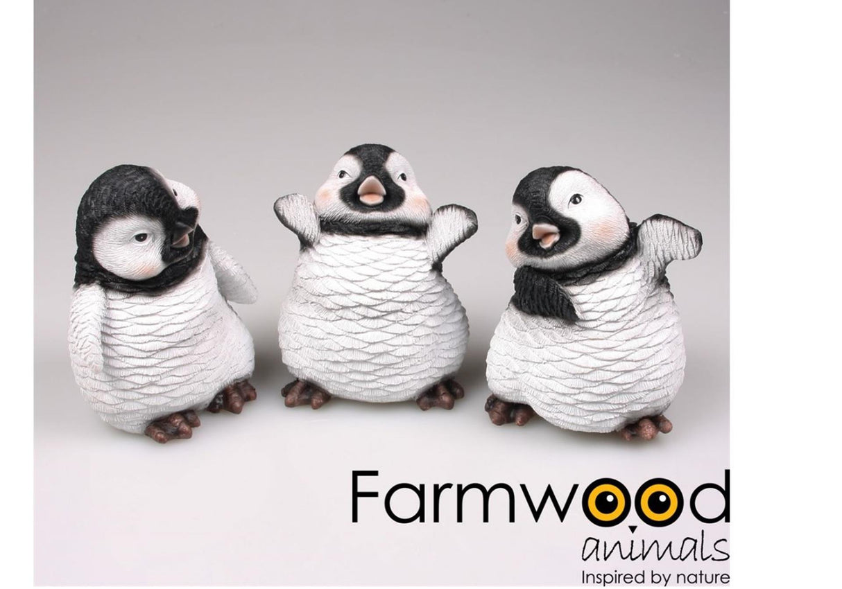 Farmwood animals beeld pinguin 13x22x20cm