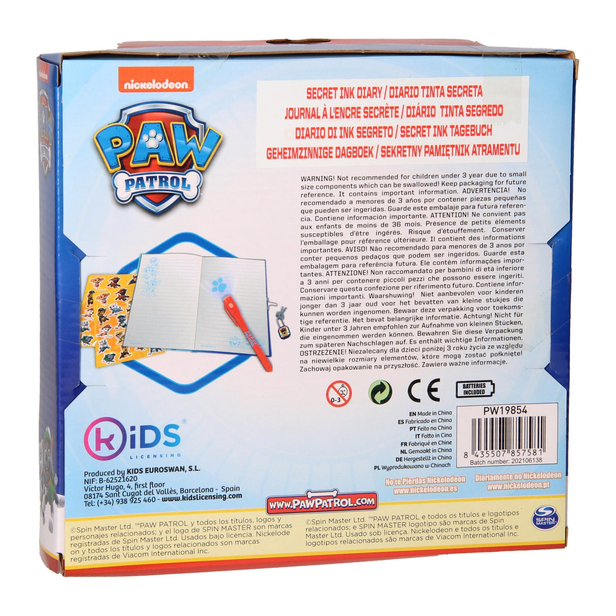 Dagbok med klistremerker og hemmelig penn - PAW Patrol