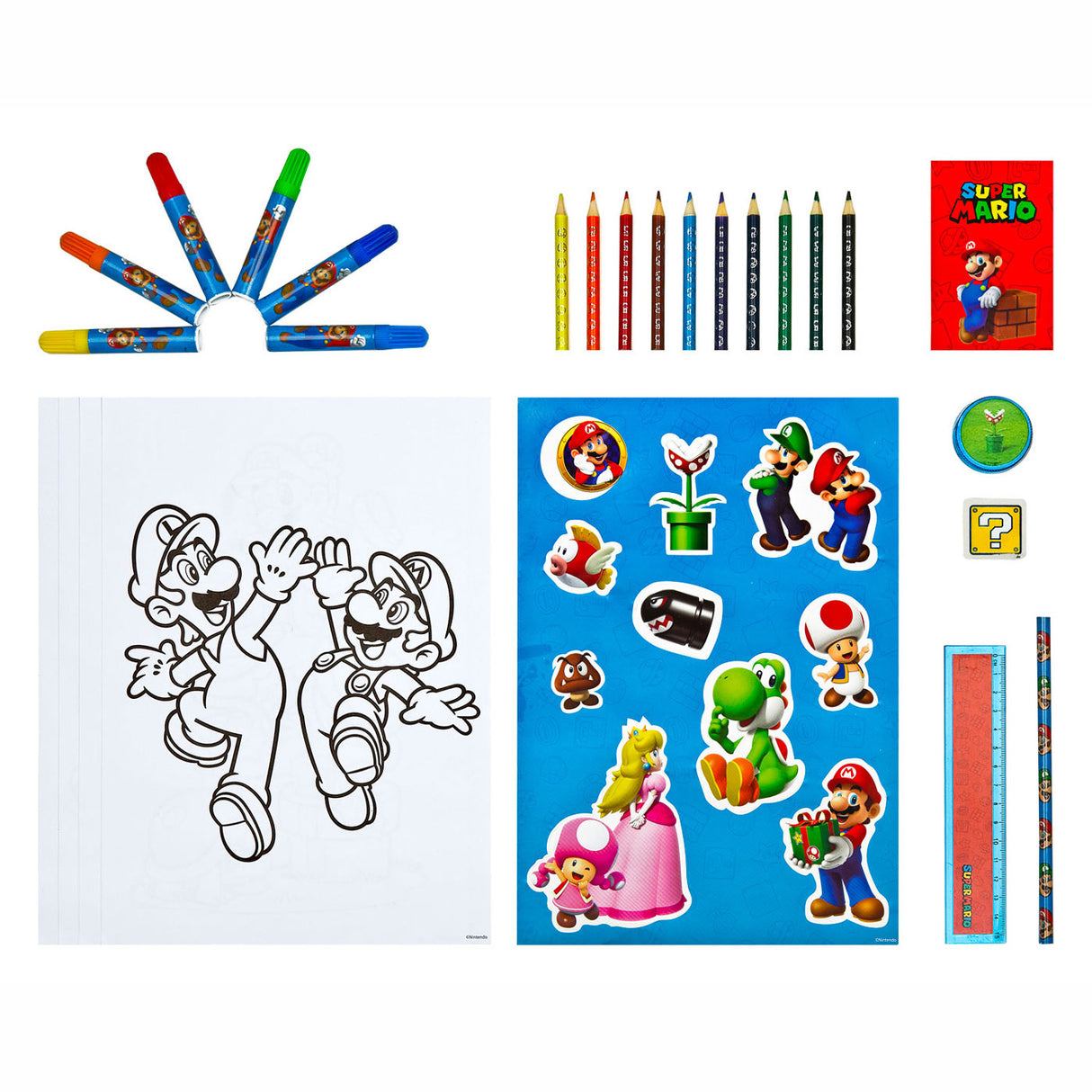Set di cancelleria Super Mario con licenza per bambini, torre, 35 pezzi.
