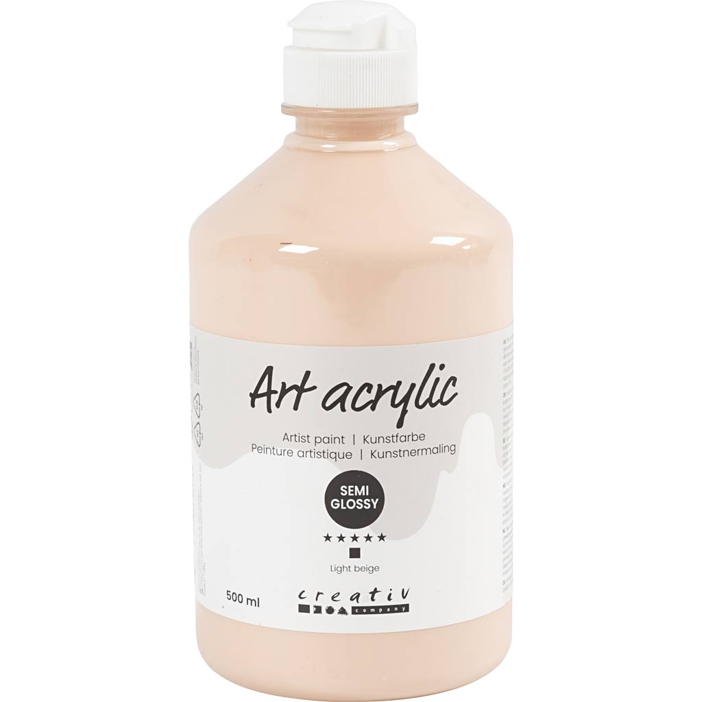 Creativ company acrylic paint, semi-gloss, opaque, light beige, 500 ml 1 bottle