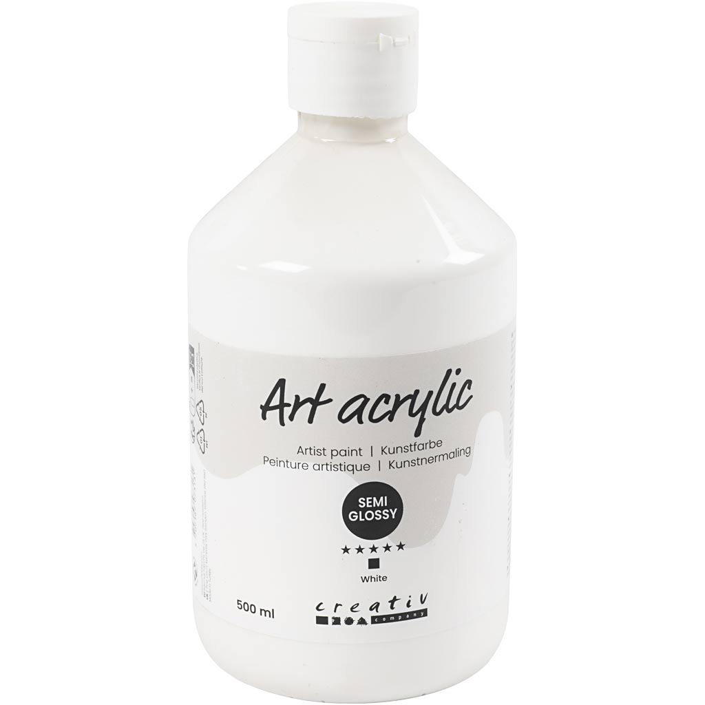 Creativ company acryl verf, semi-glanzend, dekkend, wit, 500 ml 1 fles