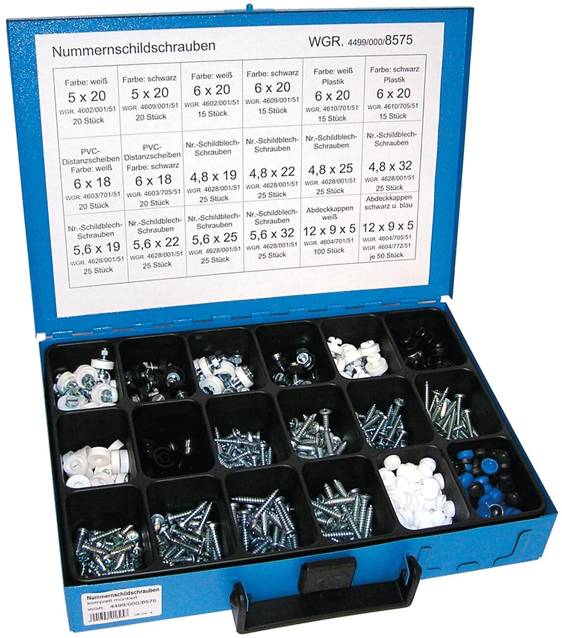 Dresselhaus kentekenplaatschroeven assortiment sort.no.shield.caps kpl.,mounted