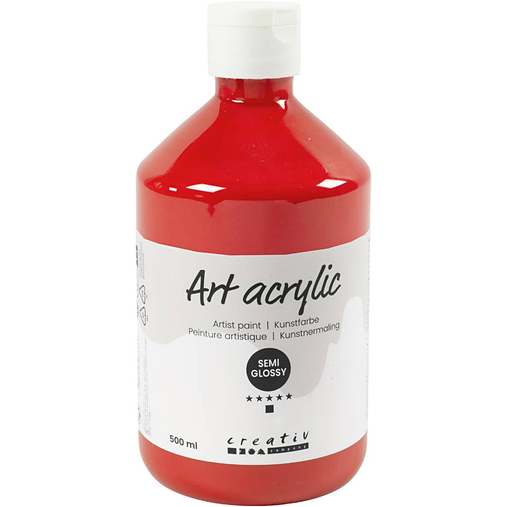Creativ company acryl verf, semi-glanzend, transparant, cadmium red, 500 ml 1 fles