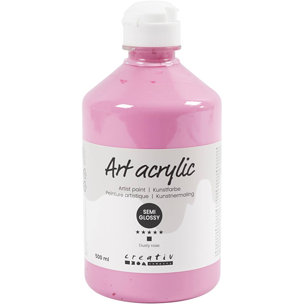 Creativ company acrylic paint, semi-gloss, opaque, dusty rose, 500 ml 1 bottle