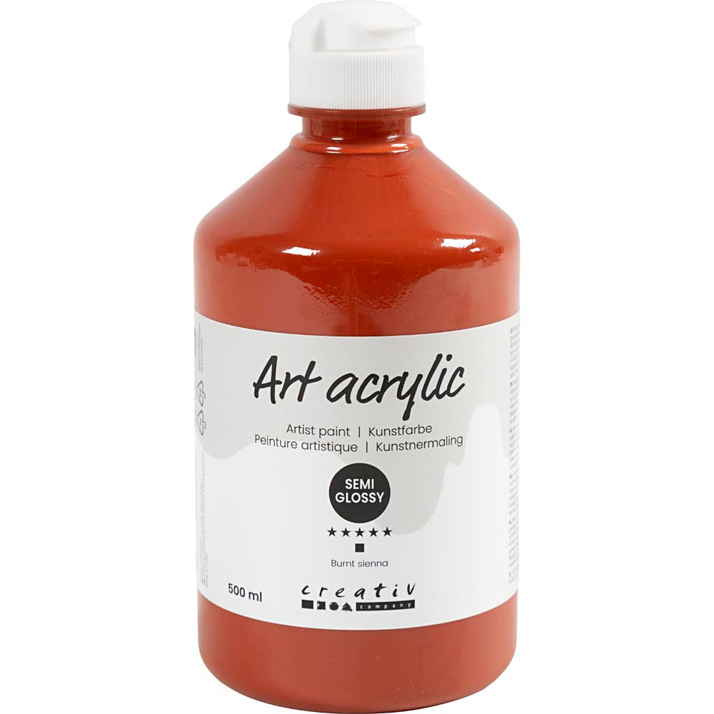 Creativ company acrylic paint, semi-gloss, semi-transparent, burnt sienna, 500 ml 1 bottle