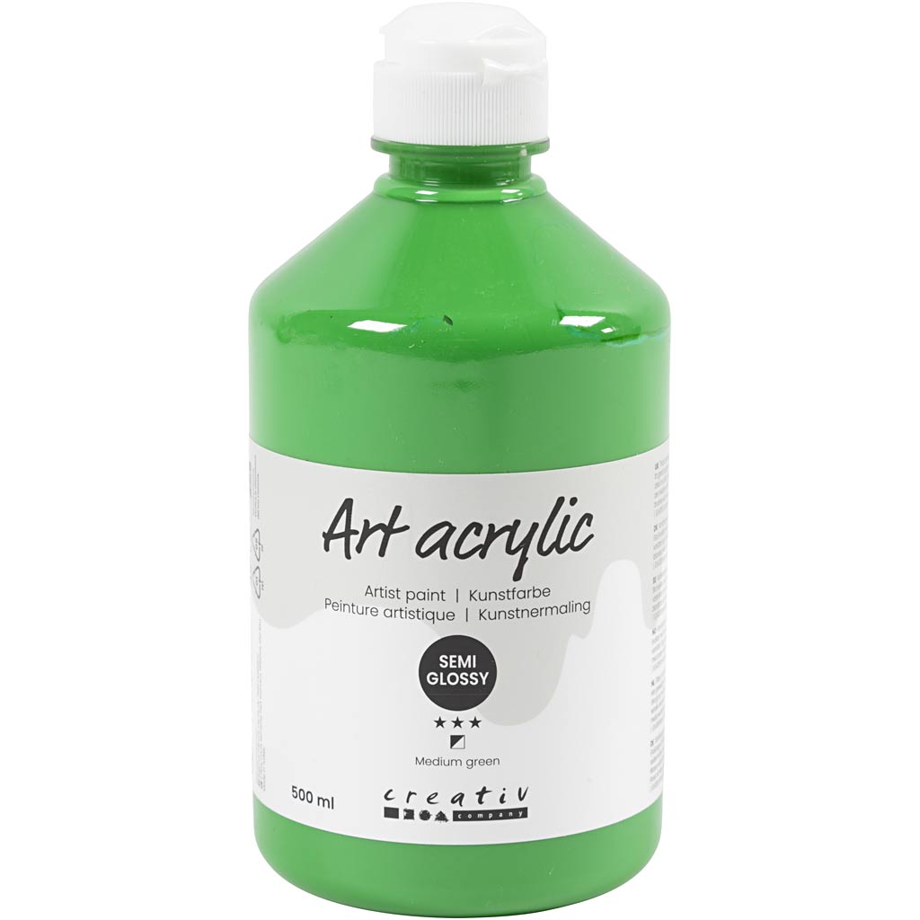 Creativ company acryl verf, semi-glanzend, dekkend, medium green, 500 ml 1 fles