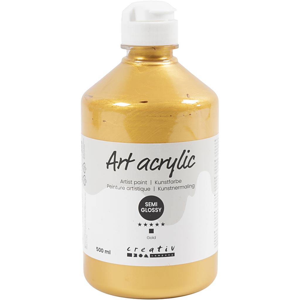 Creativ company acryl verf, semi-glanzend, dekkend, goud, 500 ml 1 fles
