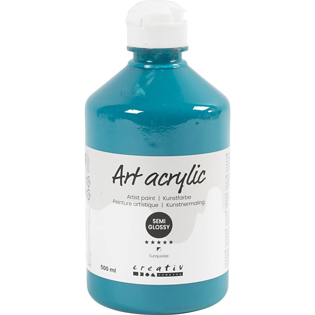 Creativ company acryl verf, semi-glanzend, dekkend, turquoise, 500 ml 1 fles