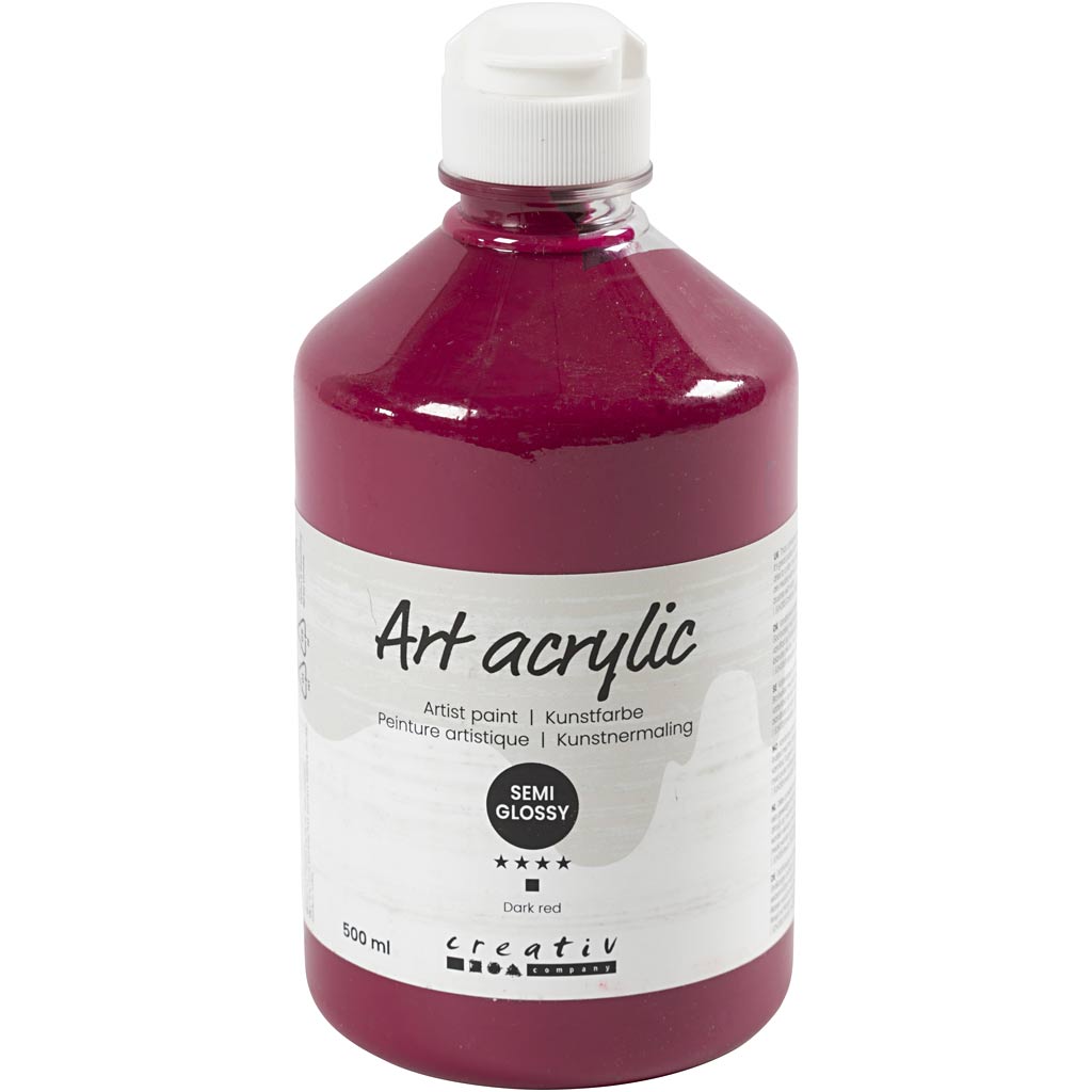 Creativ company acryl verf, semi-glanzend, semi-transparant, donkerrood, 500 ml 1 fles