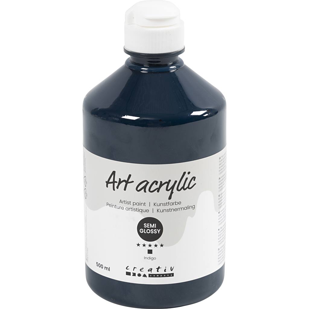 Creativ company acryl verf, semi-glanzend, dekkend, indigo, 500 ml 1 fles