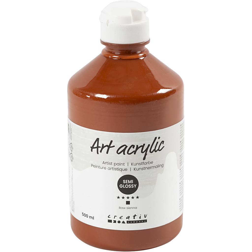 Creativ company acrylic paint, semi-gloss, opaque, raw sienna, 500 ml 1 bottle
