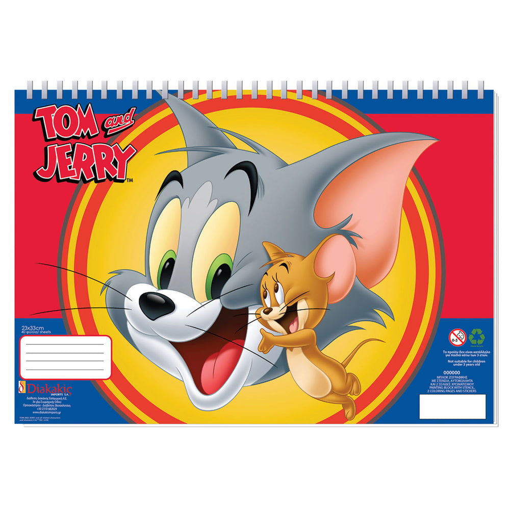 Coloriage tom jerry avec pochoir et autocollant