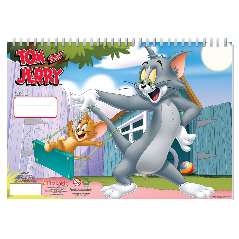 Coloriage tom jerry avec pochoir et autocollant