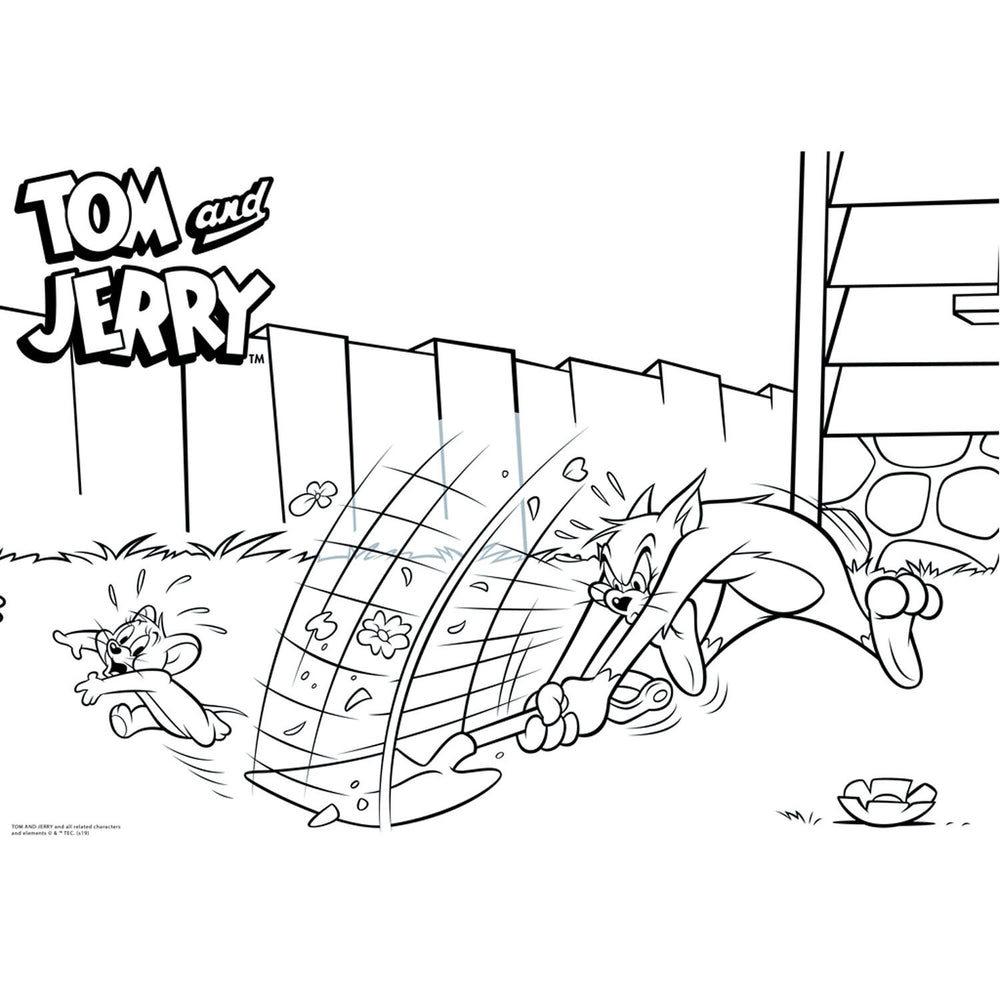 Coloriage tom jerry avec pochoir et autocollant