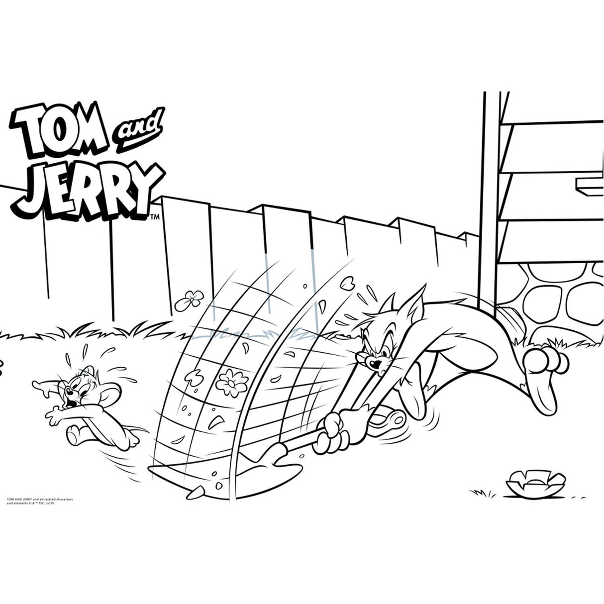 Coloriage tom jerry avec pochoir et autocollant